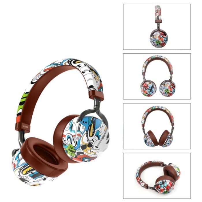 VJ086 Graffiti-Headset, kabelloses Sport-Bluetooth-Headset, Wassertransfer-Farbdruck-Headset, unterstützt TF, FM – Bild 4