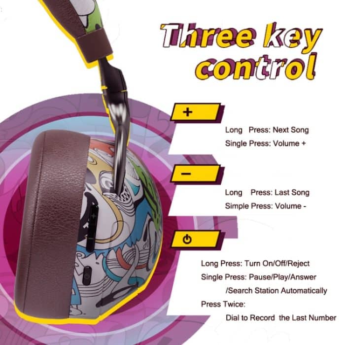 VJ086 Graffiti-Headset, kabelloses Sport-Bluetooth-Headset, Wassertransfer-Farbdruck-Headset, unterstützt TF, FM – Bild 9