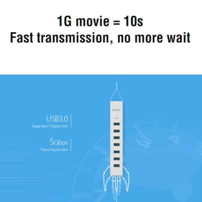 ORICO ASH7-U3 Aluminiumlegierung 7-Port USB3.0 HUB – Bild 9