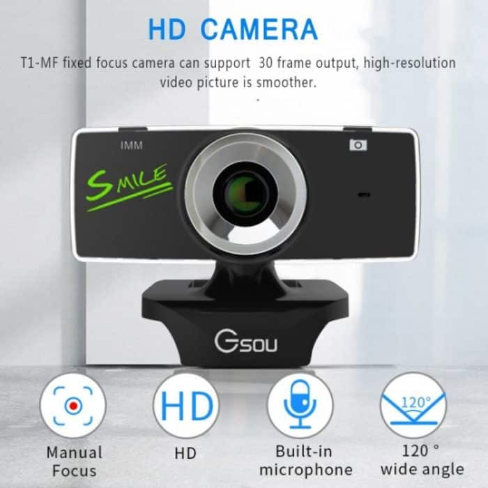 Gsou B18S HD Webcam Eingebautes Mikrofon Smart Web Camera USB-Streaming Live-Kamera mit Rauschunterdrückung – Bild 2