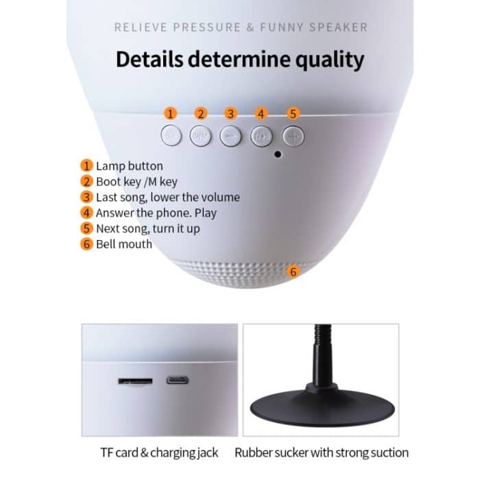 T6 Lustige Bluetooth-Lautsprecher flattern Stress abbauen Bunte Lichter Soundbar Rubber Support TF-Karte – Bild 12