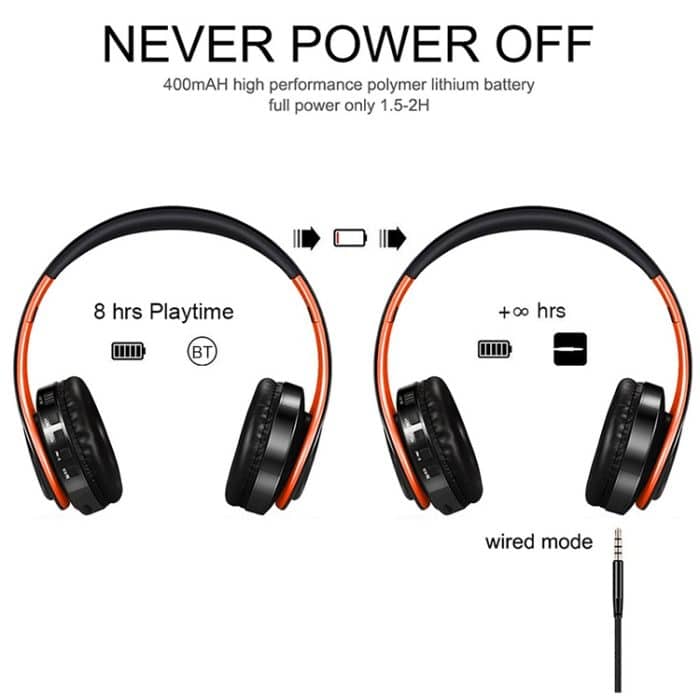 Tourya B7 Kabelloses Bluetooth-Headset, faltbarer Kopfhörer, verstellbare Ohrhörer mit Mikrofon, B7 (Black Red), B7 (Black Blue) – Bild 5