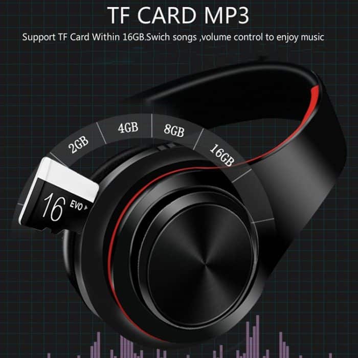 Tourya B7 Kabelloses Bluetooth-Headset, faltbarer Kopfhörer, verstellbare Ohrhörer mit Mikrofon, B7 (Black Red), B7 (Black Blue) – Bild 7