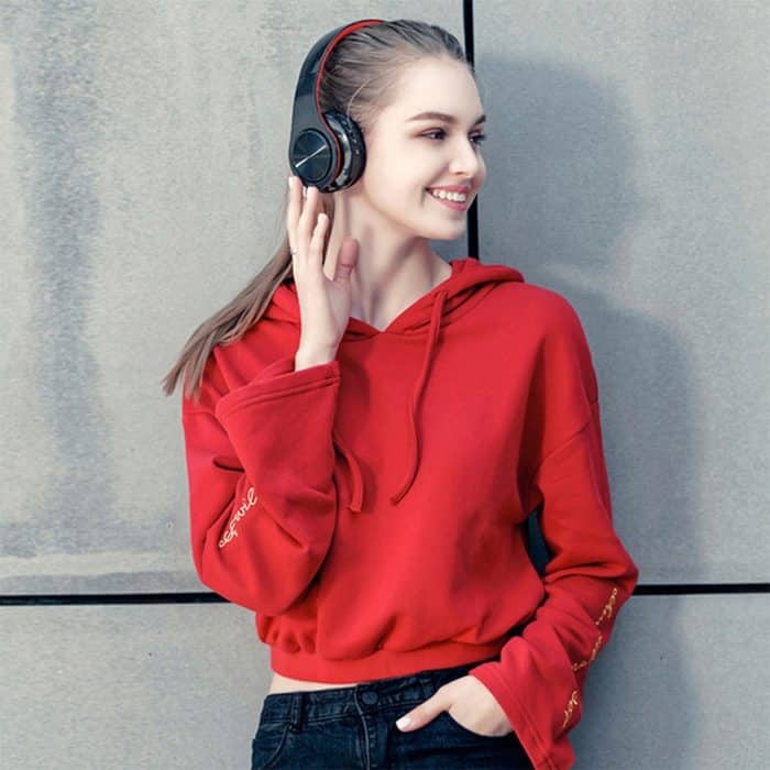 Tourya B7 Kabelloses Bluetooth-Headset, faltbarer Kopfhörer, verstellbare Ohrhörer mit Mikrofon, B7 (Black Red), B7 (Black Blue) – Bild 8