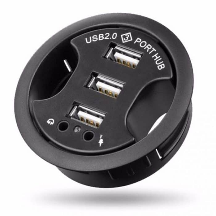 USB 2.0 Hub mit 3 Anschlüssen und 3,5-mm-Audio- und Mikrofonbuchse – Bild 1