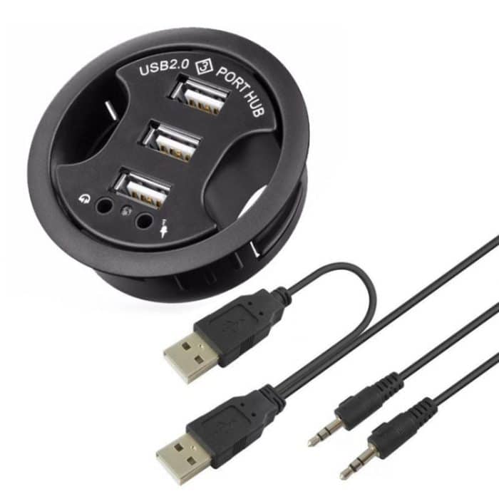 USB 2.0 Hub mit 3 Anschlüssen und 3,5-mm-Audio- und Mikrofonbuchse – Bild 2