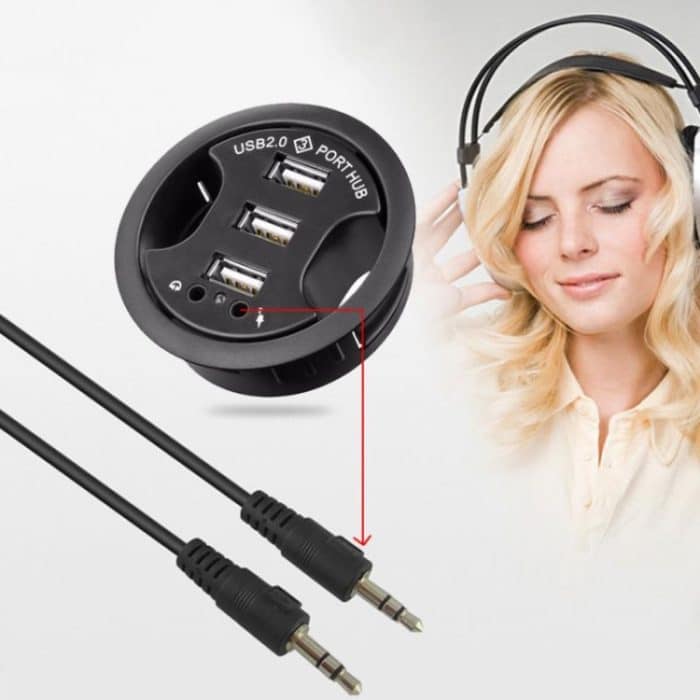 USB 2.0 Hub mit 3 Anschlüssen und 3,5-mm-Audio- und Mikrofonbuchse – Bild 3