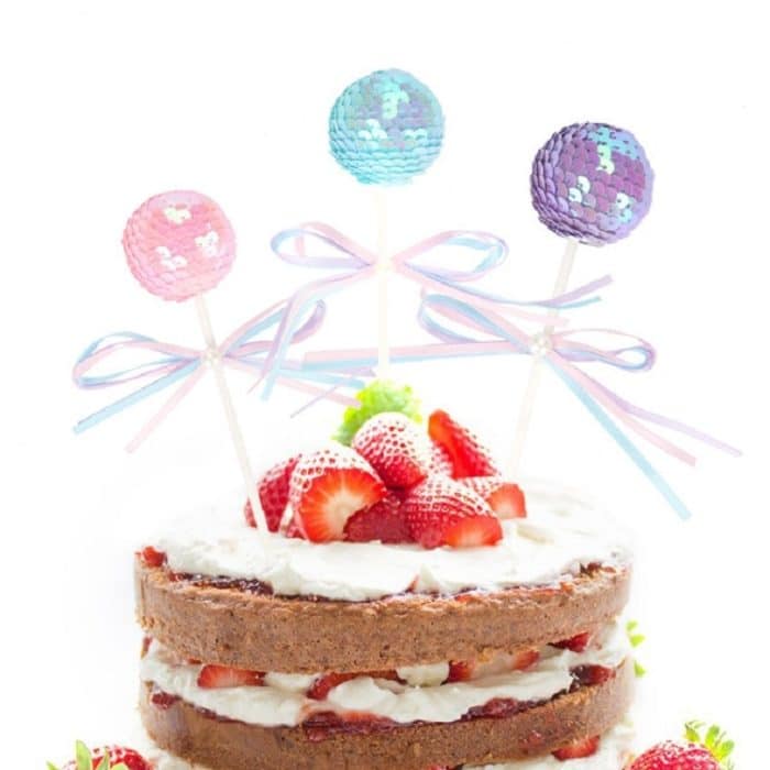 3 Stück Schleife mit Pailletten, Kugel, Kuchen, Party, Dessert, eingelegte Karte – Bild 3