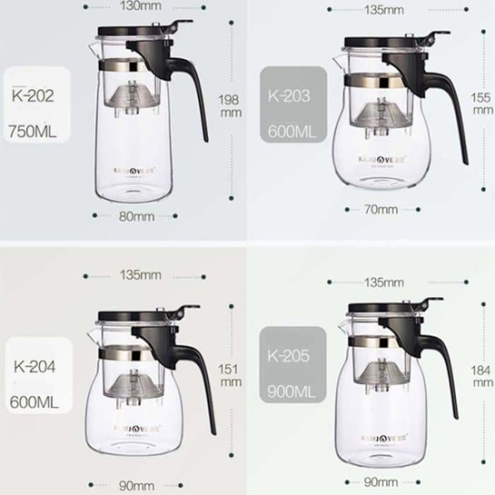 KAMJOVE Elegante Tassen-Bubble-Teekanne, Büro-Blumen-Teekanne, hitzebeständiges Glas-Teeset, K-200 400ML, K-201 500ML, K-202 750ML, K-203 600ML, K-204 600ML, K-205 900ML – Bild 2