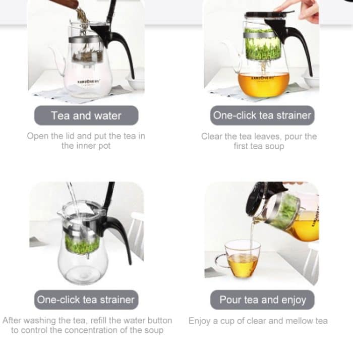 KAMJOVE Elegante Tassen-Bubble-Teekanne, Büro-Blumen-Teekanne, hitzebeständiges Glas-Teeset, K-200 400ML, K-201 500ML, K-202 750ML, K-203 600ML, K-204 600ML, K-205 900ML – Bild 4