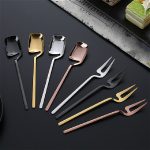 Edelstahl V-förmige Wandbehang Design Einfache Kaffeelöffel Gabel Kreatives Rührgeschirr mit langem Griff, Spoon Steel Color, Fork Steel Color, Spoon Black, Fork Black, Spoon Gold, Fork Gold, Spoon Rose Gold, Fork Rose Gold – Bild 3