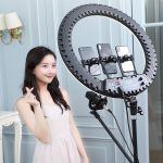 HQ-21N 21 Zoll 52,5 cm LED-Ring Vlogging Fotografie Video-Beleuchtungssätze mit Fernbedienung und Telefonklemme und 2,1 m Stativhalterung, EU-Stecker – Bild 3
