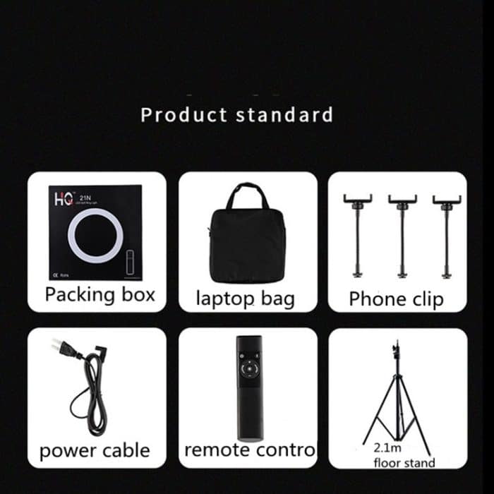 HQ-21N 21 Zoll 52,5 cm LED-Ring Vlogging Fotografie Video-Beleuchtungssätze mit Fernbedienung und Telefonklemme und 2,1 m Stativhalterung, EU-Stecker – Bild 9