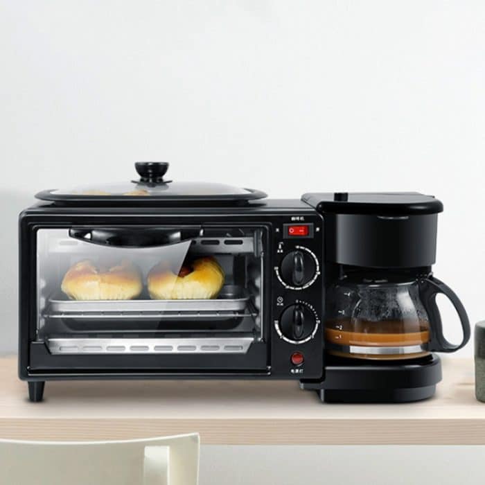 3-in-1 elektrische Frühstücksmaschine, Multifunktions-Kaffeemaschine + Bratpfanne + Mini-Ofen, Haushalts-Brot-Pizza-Ofen, 3 in 1 Multifunction Coffee Maker – Bild 3