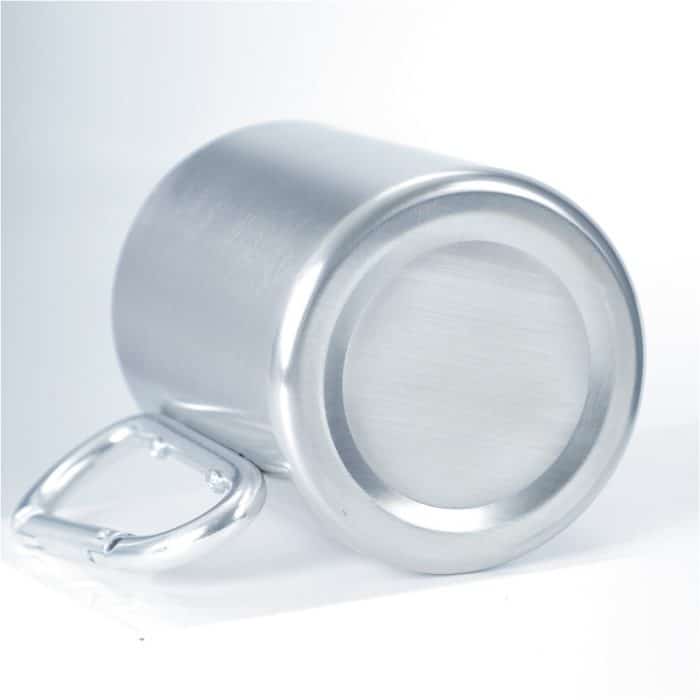 Doppelwandige Kaffeetasse aus Edelstahl mit Karabinergriff und zufälliger Farblieferung – Bild 3