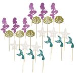 24 PCS / 1 Set Mermaid Princess Party Dekorieren Cupcakes eingelegte Karte – Bild 3
