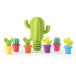 7 in 1 Creative Cactus Silikon Weinflaschenverschluss + Weinglas Markierungsset