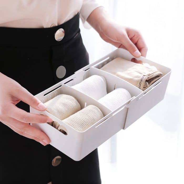 Einziehbare und verstellbare Aufbewahrungsbox für Socken mit drei Scheiben – Bild 6