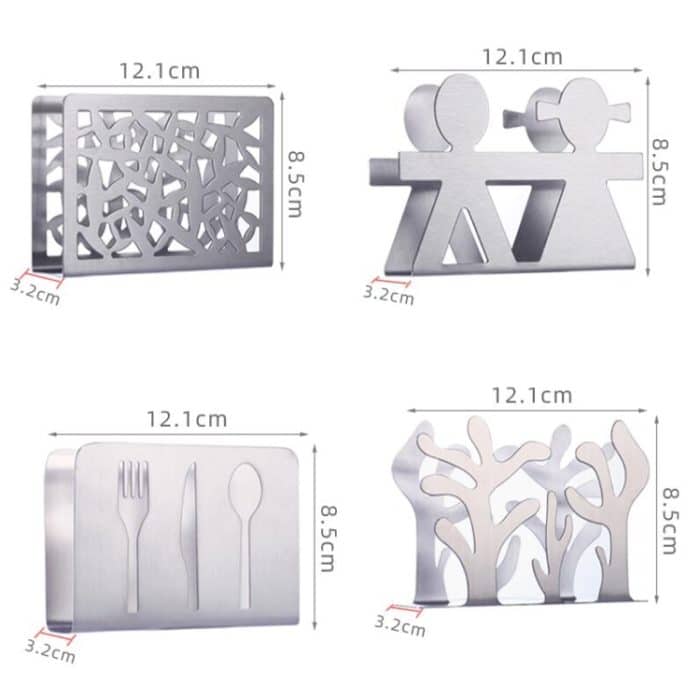 2 Stück Restaurant Hotel Serviette Nolder Papierhandtuchhalter Edelstahl quadratischer Handtuchhalter, Tableware (Sanding), Grilles (Sanding), Grilles (Bright Light), Plant (Sanding), Lovers (Sanding) – Bild 4