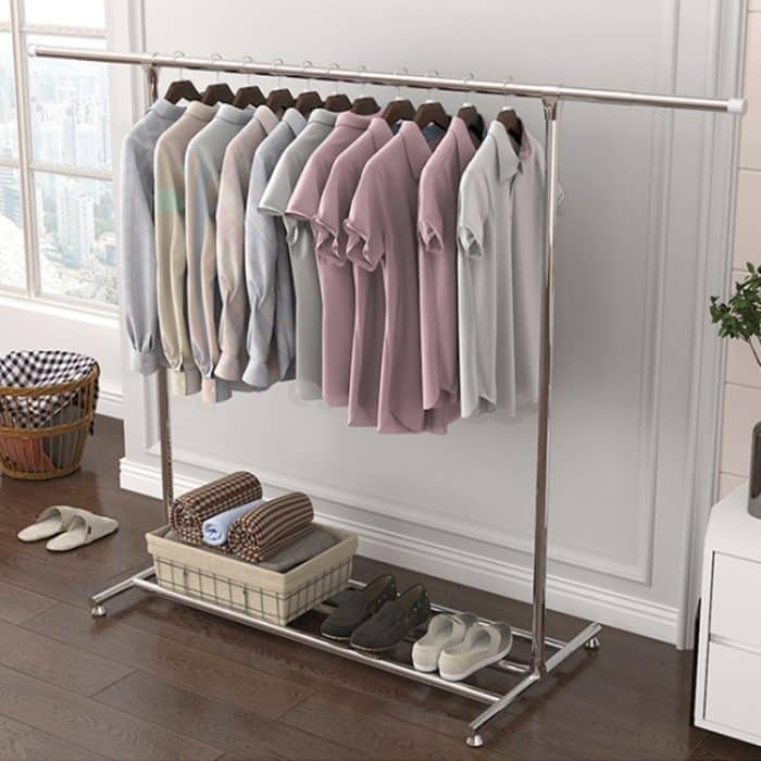 120–200 cm Teleskop-Wäscheständer, Calcony-Lagerregal, Edelstahl-Kleiderbügel, Einzelstangen-Kleiderständer, 120-200cm – Bild 7