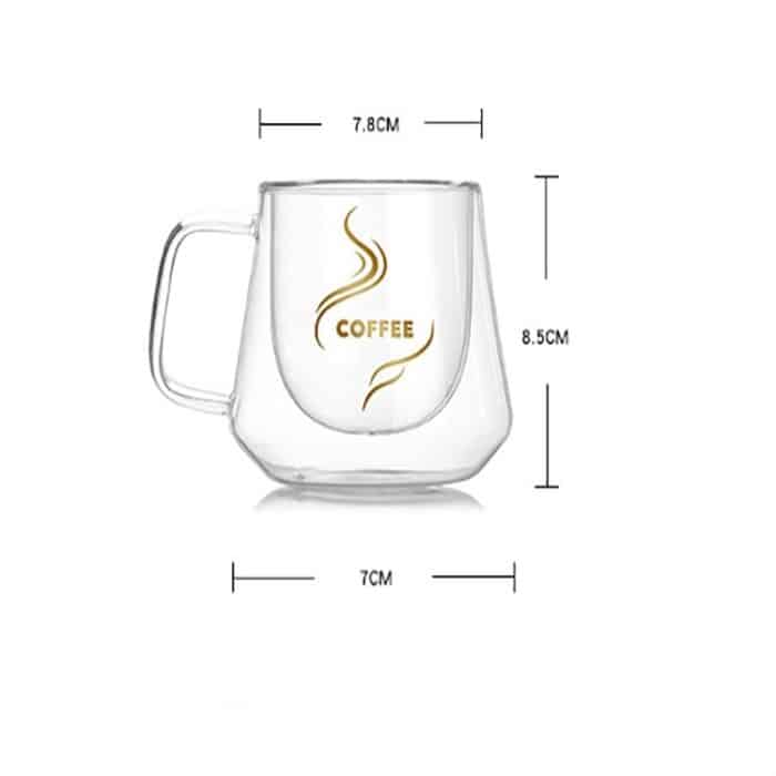 Doppelwandige Tasse, Bürobecher, wärmeisolierend, doppelte Kaffeetasse, Kaffee-Glastasse, Labeled, No label – Bild 4