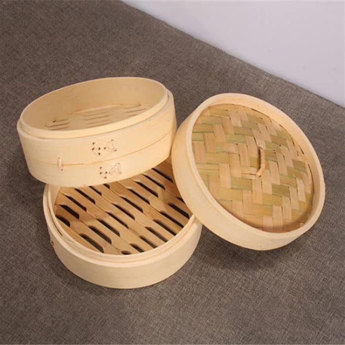 Xiaolongbao Bambus-Dampfgarer, Haushalts-Dämpfkäfig für gedämpfte Knödel, Schublade, mehrschichtiges, vertieftes Bambus-Dampfgestell, 10cm Cover, 10cm Cage, 13cm Cover, 13cm Cage – Bild 5