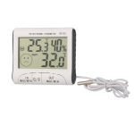 LCD Digital Thermometer Hygrometer Feuchtigkeitsmesser und verdrahtete Temperatur mit externem Sensor Weiß – Bild 2