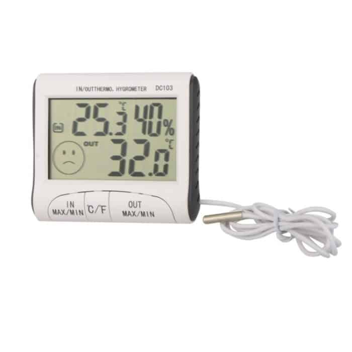 LCD Digital Thermometer Hygrometer Feuchtigkeitsmesser und verdrahtete Temperatur mit externem Sensor Weiß – Bild 2