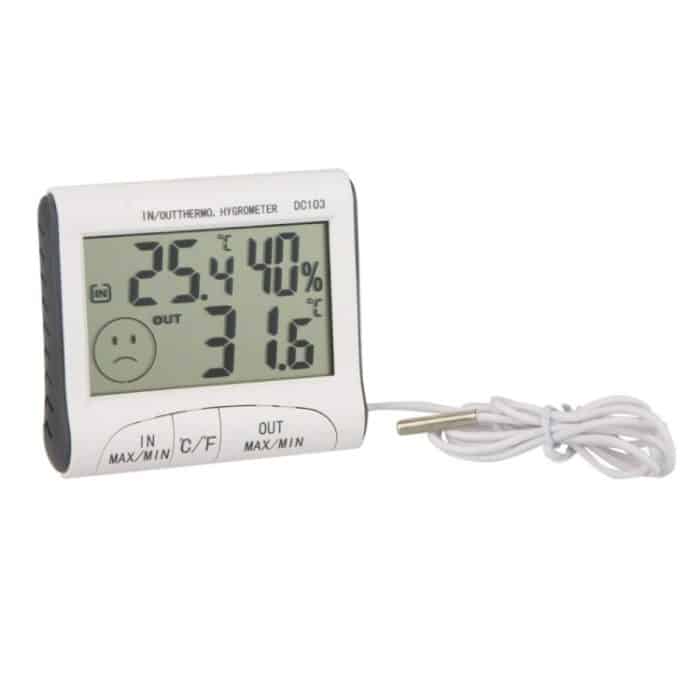 LCD Digital Thermometer Hygrometer Feuchtigkeitsmesser und verdrahtete Temperatur mit externem Sensor Weiß – Bild 3