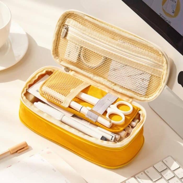 Einfache Grundschul-Junior-Highschool-Studenten-Brieftasche, flexibles Federmäppchen, großes Fassungsvermögen, Netz-Federmäppchen – Bild 2