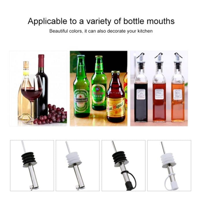 5 Stück Glasflaschenverschluss, Edelstahl-Ölstopfen, Silikonstopfen, White Hat Straight Mouth, White Hat Automatic Cap, Black Hat Straight Mouth, Black Hat Automatic Cap – Bild 7