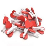50 PCS Mini rotes Herz Liebe Holz Fotopapier Peg Pin Wäscheklammer Handwerk Postkarte Clips – Bild 2