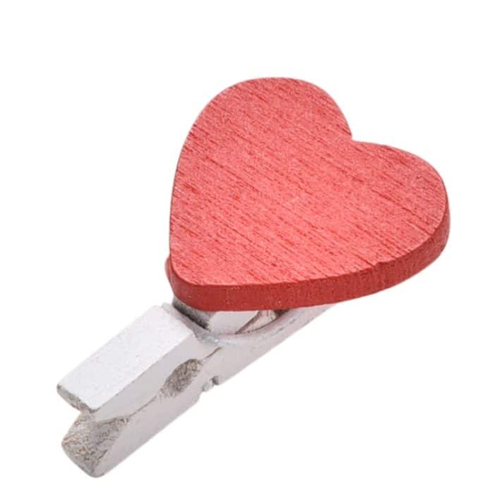 50 PCS Mini rotes Herz Liebe Holz Fotopapier Peg Pin Wäscheklammer Handwerk Postkarte Clips – Bild 3