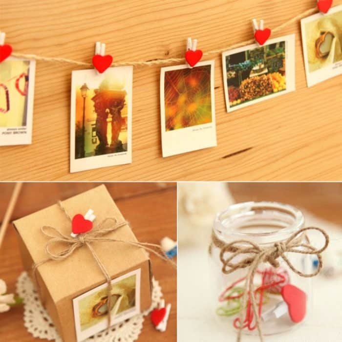 50 PCS Mini rotes Herz Liebe Holz Fotopapier Peg Pin Wäscheklammer Handwerk Postkarte Clips – Bild 8