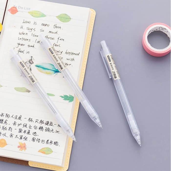 3 Stück Aktivitätsstift, gefrostet, transparent, sechseckiger Stift, Studentenbleistift, 0.5mm 2B – Bild 6