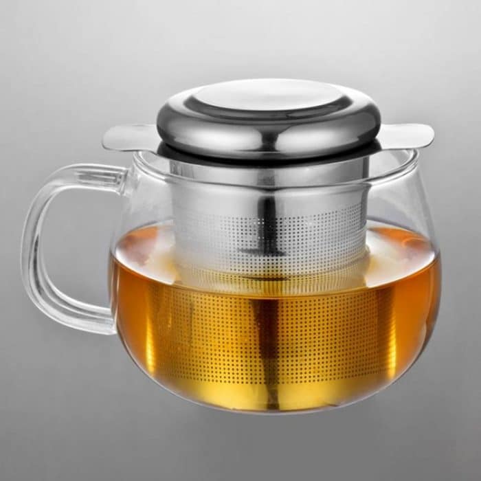 Tee-Infuser Edelstahl mit Deckel als Auffangschale Teesieb – Bild 2