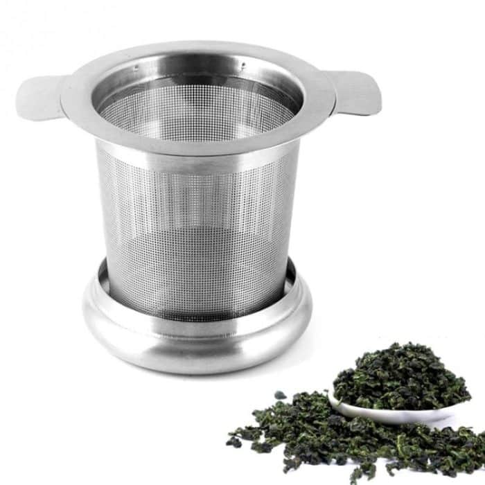 Tee-Infuser Edelstahl mit Deckel als Auffangschale Teesieb – Bild 3