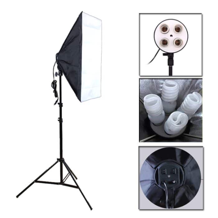 TBD01939918.jpg Photo Studio Softbox-Kit (Lampenfassung mit vier Sockeln + Softbox mit 50 x 70 cm Blitzlicht + 2 m Lichtstativ), EU-Stecker – Bild 1