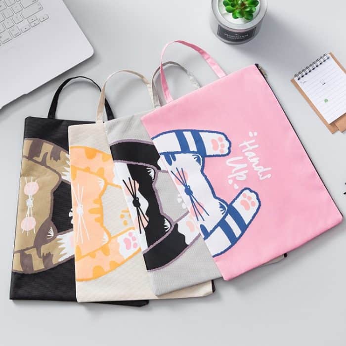 Niedliche kleine, frische Cartoon-Katze, A4-Aktentasche, Schul- und Bürobedarf, Aufbewahrungstasche aus Segeltuch – Bild 4