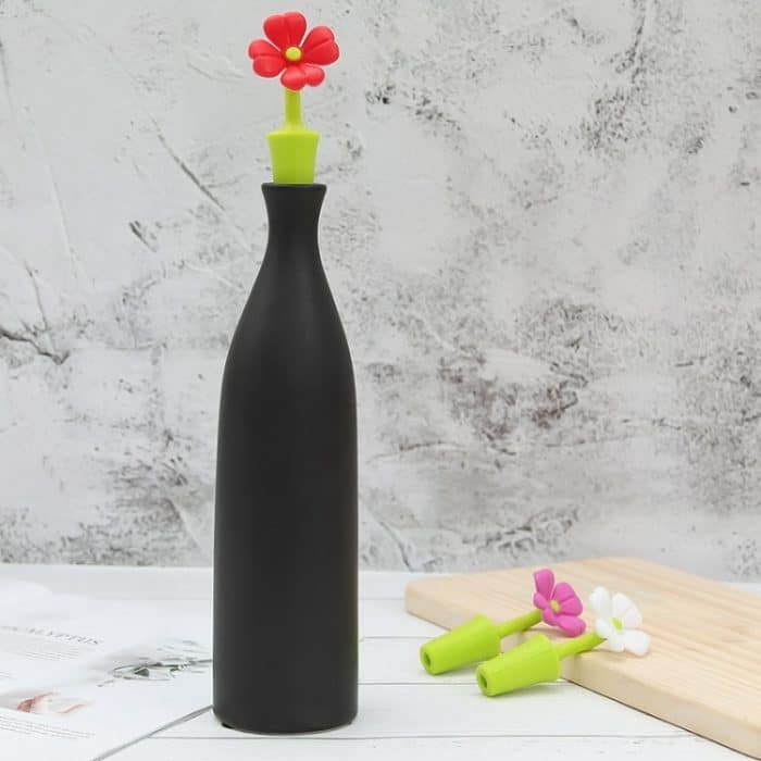 3 Stück kreativer Wein-Getränk-Konservierungsstopfen, Blumen-Silikon-Weinstopfen, 3 PCS Rose Stopper, 3 PCS Red Sun Flower Beer Stopper, 3 PCS Leaf Beer Stopper – Bild 6