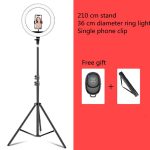 Dimmbare Farbtemperatur-LED-Ringfülllicht-Live-Übertragungsset, 14 inch+Phone Clip With 2.1m Tripod Mount, CN Plug, 14 inch+3 Phone Clips With 2.1m Tripod Mount, CN Plug, 14 inch+4 Phone Clips+Microphone Pole With 2.1m Tripod Mount, CN Plug... – Bild 2