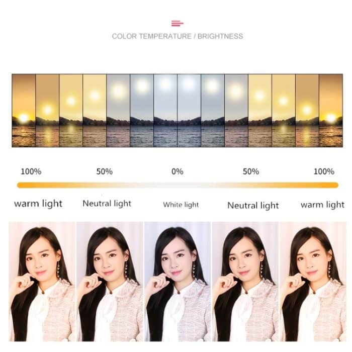 Dimmbare Farbtemperatur-LED-Ringfülllicht-Live-Übertragungsset, 14 inch+Phone Clip With 2.1m Tripod Mount, CN Plug, 14 inch+3 Phone Clips With 2.1m Tripod Mount, CN Plug, 14 inch+4 Phone Clips+Microphone Pole With 2.1m Tripod Mount, CN Plug... – Bild 7