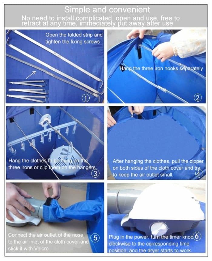 Zusammenklappbarer, frei installierbarer tragbarer Mini-Wäschetrockner für den Haushalt, Mini Clothes Dryer – Bild 5