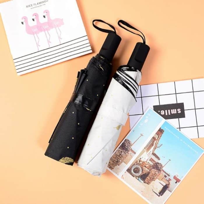 Federmuster-Regenschirm mit doppeltem Verwendungszweck, dreifach faltbar, manuelle Steuerung, tragbare Sonnenschutz-Regenschirme, winddichter Sonnenschirm – Bild 4