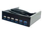 6 Anschlüsse 5,25-Zoll-Floppy-Bay-Frontplatte mit Netzteil USB-Hub-Spilitter 2 Anschlüsse USB 3.0 + 4 Anschlüsse USB 2.0