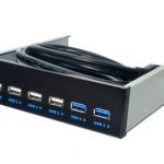 6 Anschlüsse 5,25-Zoll-Floppy-Bay-Frontplatte mit Netzteil USB-Hub-Spilitter 2 Anschlüsse USB 3.0 + 4 Anschlüsse USB 2.0