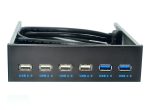 6 Anschlüsse 5,25-Zoll-Floppy-Bay-Frontplatte mit Netzteil USB-Hub-Spilitter 2 Anschlüsse USB 3.0 + 4 Anschlüsse USB 2.0 – Bild 2