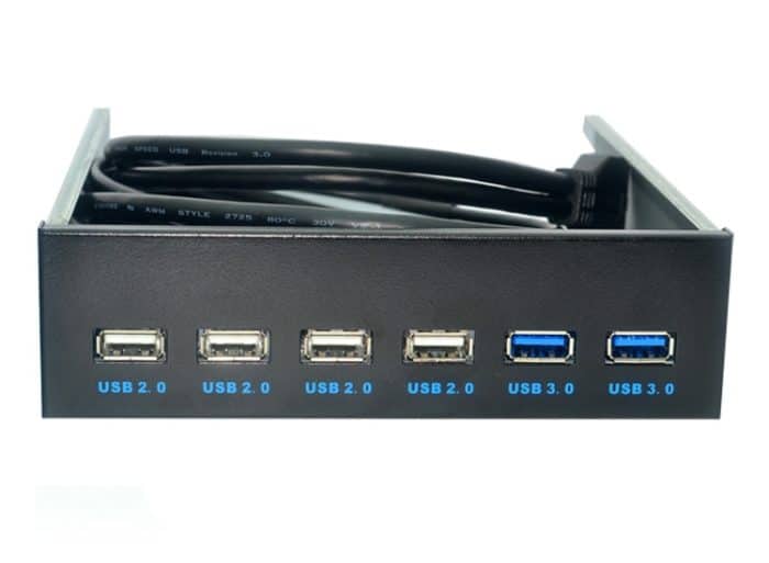 6 Anschlüsse 5,25-Zoll-Floppy-Bay-Frontplatte mit Netzteil USB-Hub-Spilitter 2 Anschlüsse USB 3.0 + 4 Anschlüsse USB 2.0 – Bild 2