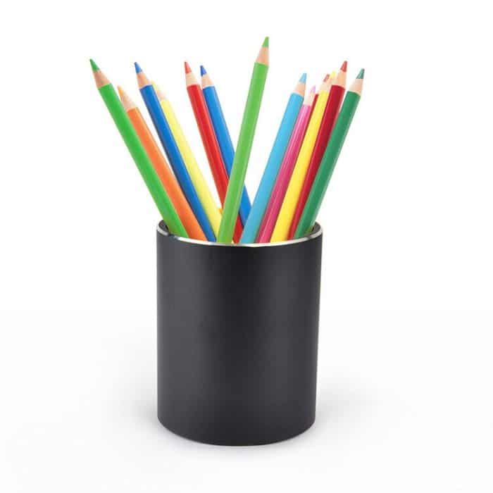 Runder Schreibtisch-Stifthalter aus Aluminium, Behälter, Organizer, Schreibwaren, Geschenk – Bild 1