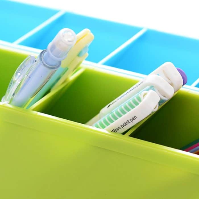 2 PCS Multifunktions-4-Gitter-Desktop-Stifthalter Büro-Schule-Aufbewahrungskoffer Kunststoffbox Schreibtisch-Stift-Organizer – Bild 3